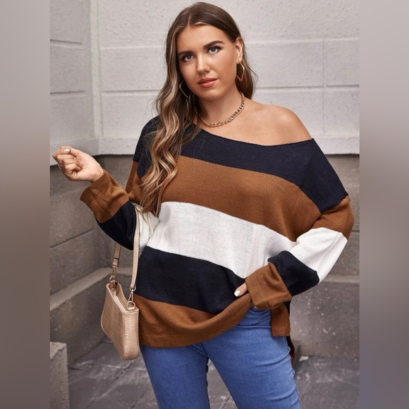 SHEIN Sweaters - Shein Drop Shoulder Color Block Sweater 1X *BUNDLE 2/$14 or 3/$20*